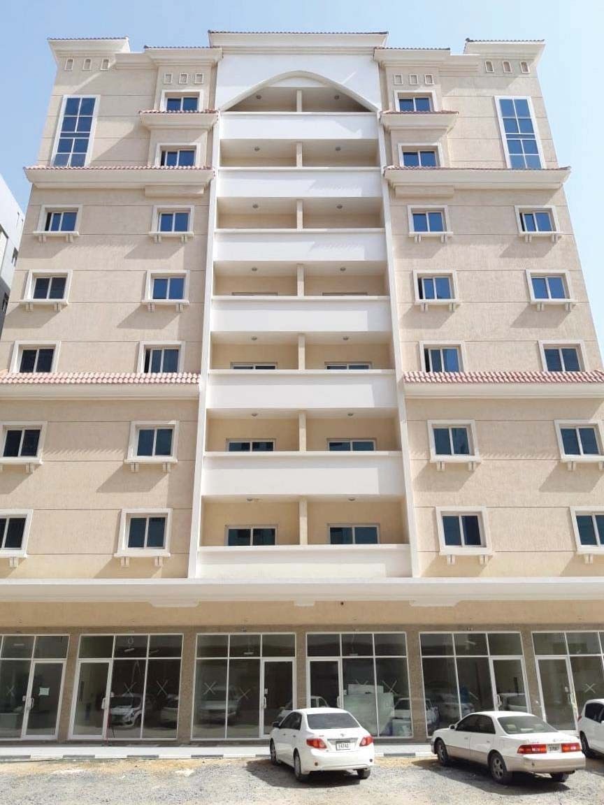 Street elevation of the completed residential building at Muwaileh, Sharjah