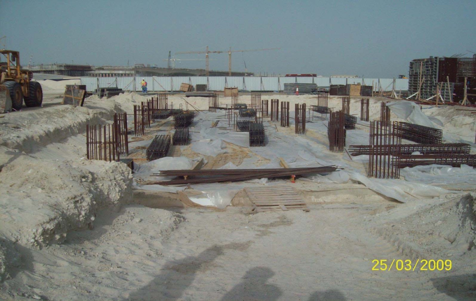 Foundation and column starter bars during early construction of a residential building in Muwaileh, Sharjah