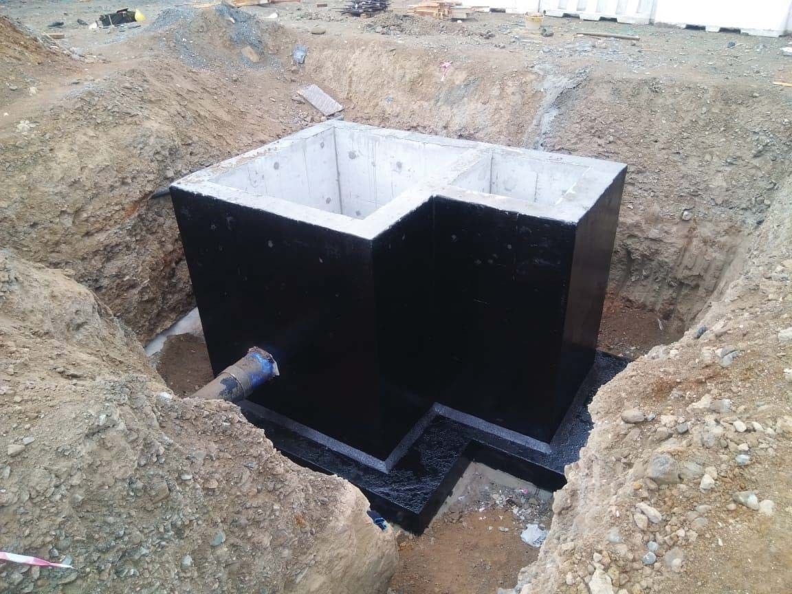 Waterproofed underground TSE chamber before backfilling at Kalba City